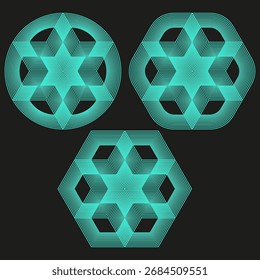 Padrão hexágono geométrico. Formas de arames azuis. Ilustração volumétrica de vetor. Design técnico moderno. EPS 10.