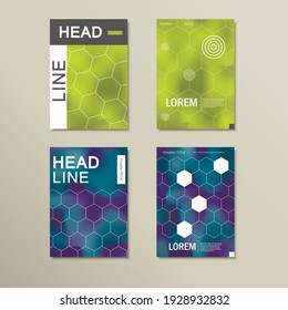 Geometric hexagon pattern design. Vector set