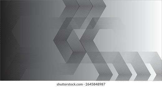 Geometric hexagon pattern with gradient background in grayscale. Modern abstract design perfect for tech, architecture, or futuristic-themed concepts. Hexagon, Gradient, Abstract, Monochrome