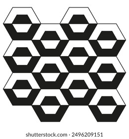 Geometric hexagon pattern. Modern tile design. Abstract vector background. Black and white texture.