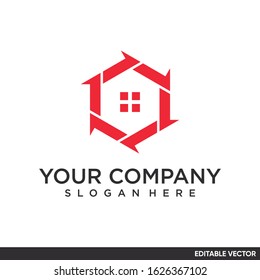geometric hexagon pattern strong logo design 