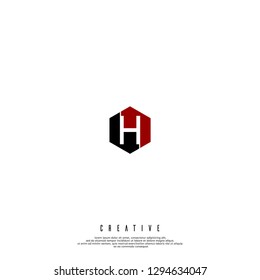 geometric hexagon red and black H logo letter design concept 