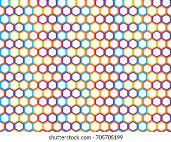 Geometric hexagon seamless colorful pattern background
