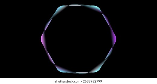 Ilustración vectorial de línea de lujo de marcos de neón de forma hexagonal geométrica