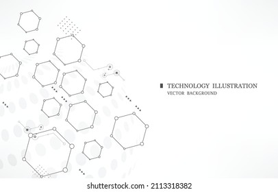 Geometrisches Sechseckmodell, abstrakter weißer Hintergrund