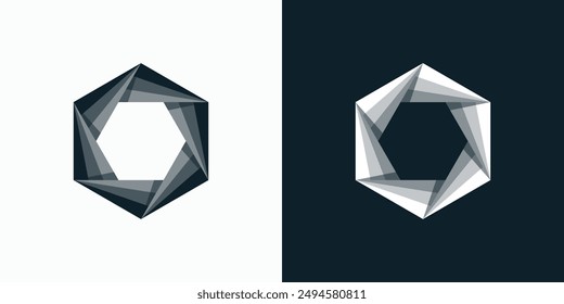 Geometrische Sechseck Form Vektorgrafik Logo Design mit dreidimensionalen Effekt Moderne, schlicht, sauber und abstrakt Stil.