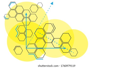 Geometric hexagon shapes design, abstract molecular structure, science technology concept, vector illustration.