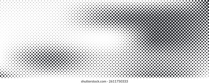Geometric hexagon structure with gradient halftone effect. Digital seamless background in black and white. Abstract pattern ideal for modern, cool, and subtle graphic projects.