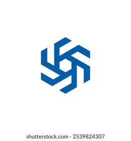 Geometric Hexagon Swirl logo design vector template