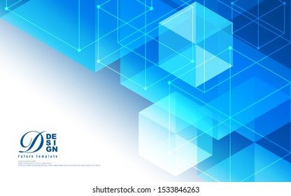 Geometric hexagon technology abstract background, Science futuristic and medical concept background.