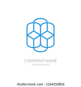 Geometric Hexagon Triangle Cube Space Box Business Company Stock Vector Logo Design Template