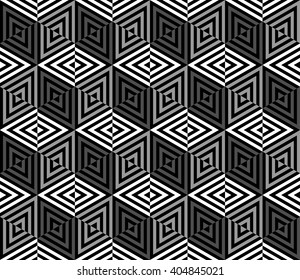 geometric hexagon and triangle pattern background with monochrome.optical vector.illusion background