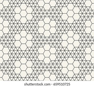 geometric hexagon and triangle seamless vector grid pattern background