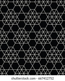 geometric hexagon and triangle seamless vector grid pattern background