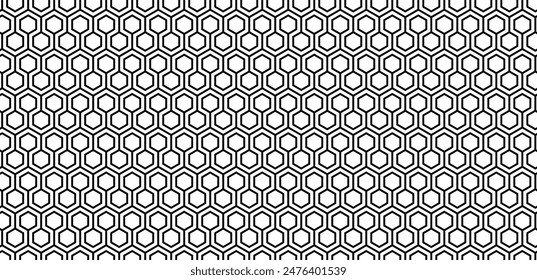 Geometrische Sechseck-Vektorgrafik Schwarz-Weiß nahtlose Muster für Design-Textilien und Hintergrund.eps