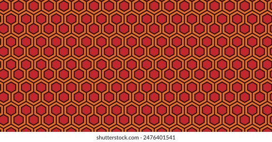 Patrón sin costuras de color naranja y rojo de Vector hexagonal geométrico para textiles de diseño o fondo y Fondo de pantalla.eps