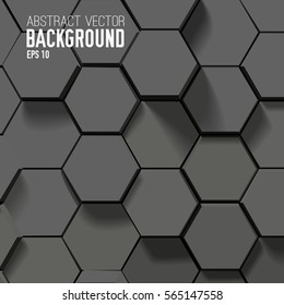 Geometric hexagonal abstract background in gray color and mosaic style vector illustration