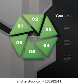 Geometric hexagonal infographics element.  Isolated Eps10 vector graphics. Green edition. 