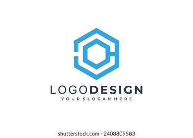 Geometric Hexagonal Line Letter CC Logo Concept Design Template