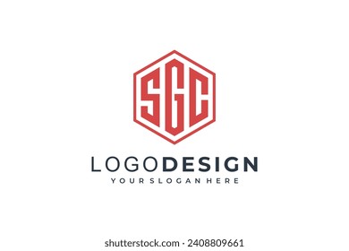 Geometric Hexagonal Line Letter G S C Logo Concept Design Template