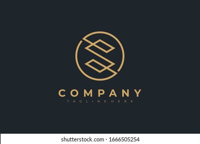 Geometric Hexagonal Line Letter S Logo Linked with Circle. Flat Vector Logo Design Template Element. 