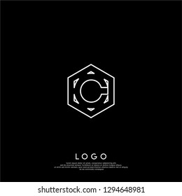 geometric hexagonal lines C logo letter design concept