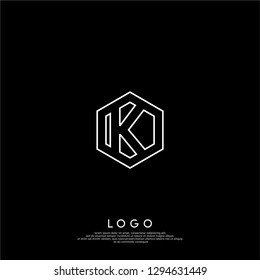 geometric hexagonal lines K logo letter design concept