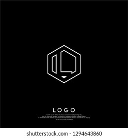 geometric hexagonal lines L logo letter design concept