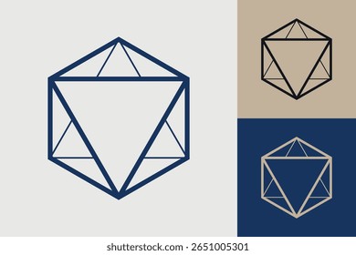 Geometric hexagonal logo icon. Hexagon concept vector design with minimalistic linear style