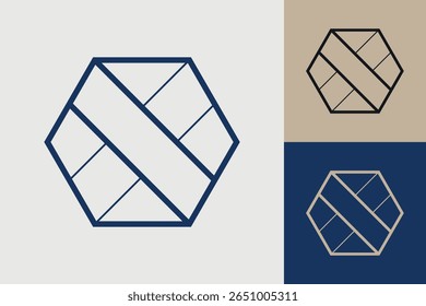 Ícone de logotipo hexagonal geométrico. Design vetorial de conceito hexágono com estilo linear minimalista