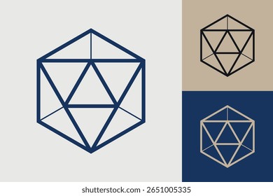 Icono de logotipo hexagonal geométrico. Diseño de Vector de concepto hexagonal con estilo lineal minimalista
