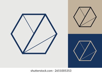 Geometric hexagonal logo icon. Hexagon concept vector design with minimalistic linear style