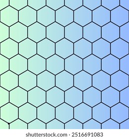 A geometric hexagonal pattern overlaid on a gradient background transitioning from light green to blue, creating a modern and clean visual effect.
