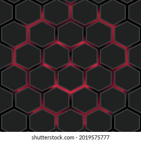 
Geometric hexagonal pattern seamless background, neon glowing
