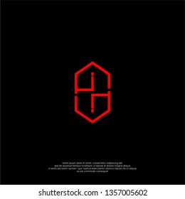 geometric hexagonal red initials II logo letter design concept