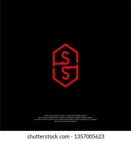 geometric hexagonal red initials SS logo letter design concept
