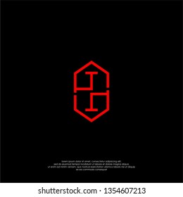 geometric hexagonal red initials TT logo letter design concept