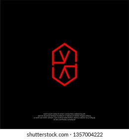 geometric hexagonal red initials VV logo letter design concept
