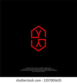 geometric hexagonal red initials YY logo letter design concept