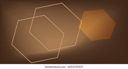 Forma hexagonal geométrica. Símbolo geométrico do heptagon. Traçado editável. Fundo de grãos pontilhados.