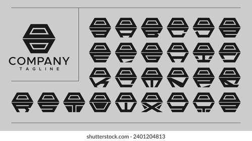 Geometric hexagonal shape letter O OO, number 0 00 logo