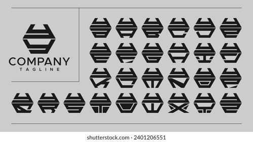 Geometric hexagonal shape letter Y YY logo design set