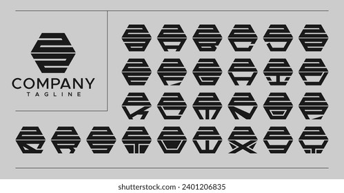 Geometrisches sechseckiges Formzeichen Z ZZ Logo-Design-Set