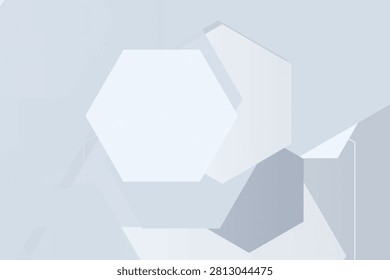 Geometric hexagonal shapes in monochromatic gradient background, hexagons monochrome abstract
