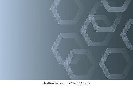 Linhas de hexágonos geométricos em um fundo de gradiente de cor Cinza. Gráfico degital de alta qualidade. Seu banner de cor cinza. Terno para curva, marca, modelos, empresa, negócios. Perfeito para o moderno.