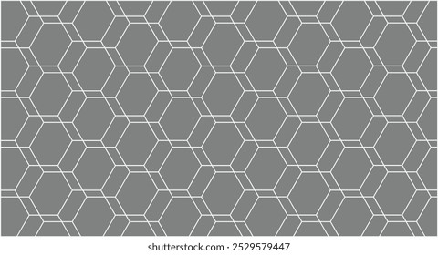 Geometric hexagons pattern with grey and white color, ideal for backgrounds, textiles, and modern design projects.