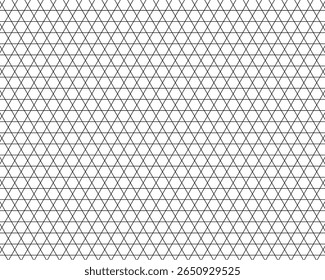 Padrão de grade triangular de hexagrama geométrico - plano de fundo vetorial de contorno editável	