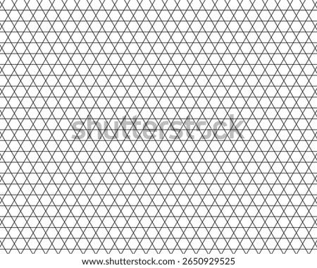 Geometric hexagram triangular grid pattern - editable outline vector background	