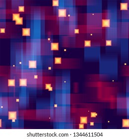 Geometric Hi Tech Seamless Background. Blurred Lines Texture. Neon Geometric Print Pattern. Music Cover Backdrop.