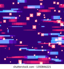 Geometric Hi Tech Seamless Background. Blurred Lines Texture. Technology Poster Background. Colorful Matrix Backdrop.